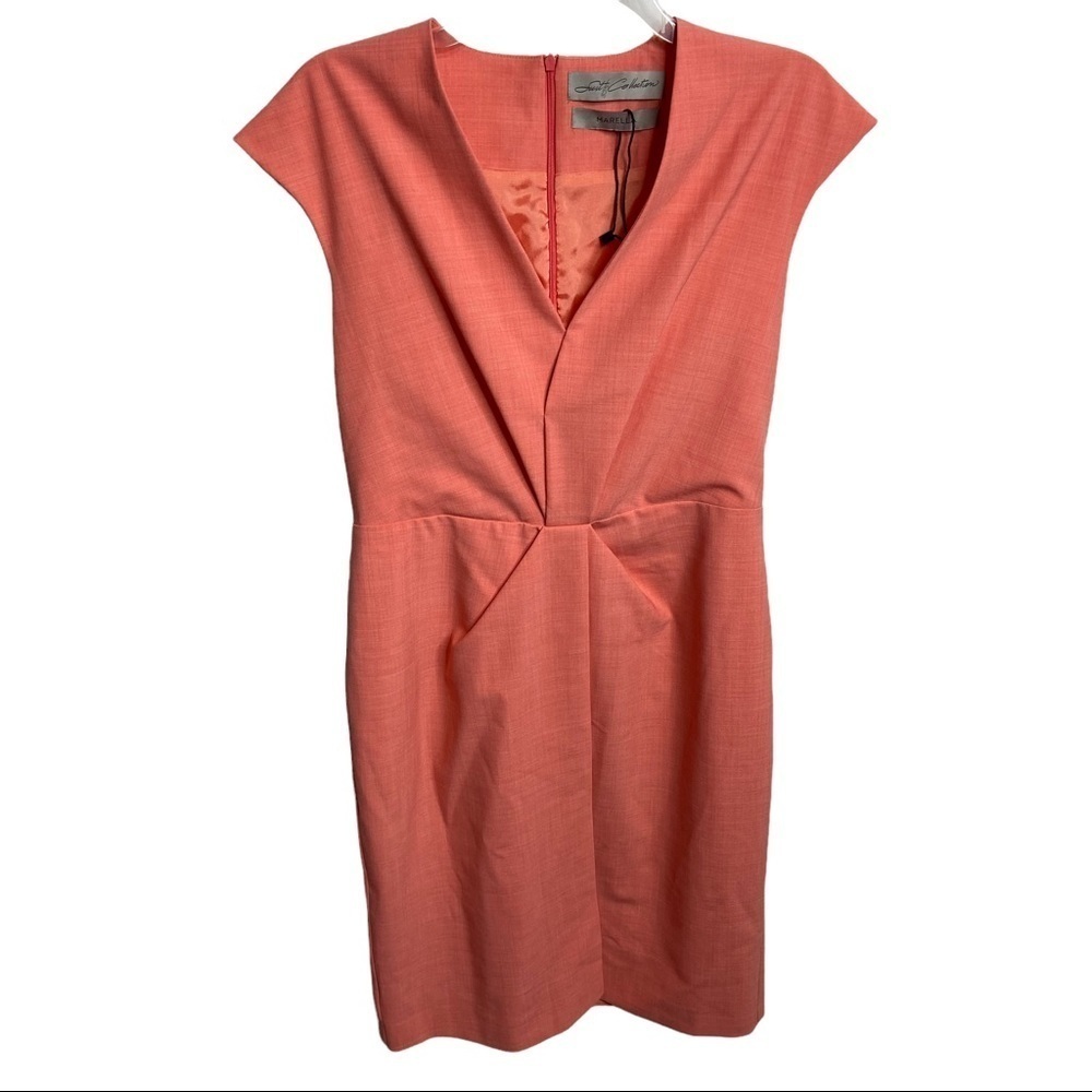 NWT Marella Size 8 Suit Collection Pink V-neck Dress Short Sleeve Wool